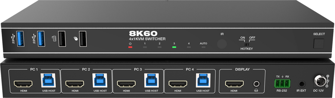 4 Port 8K60 HDMI KVM Switcher