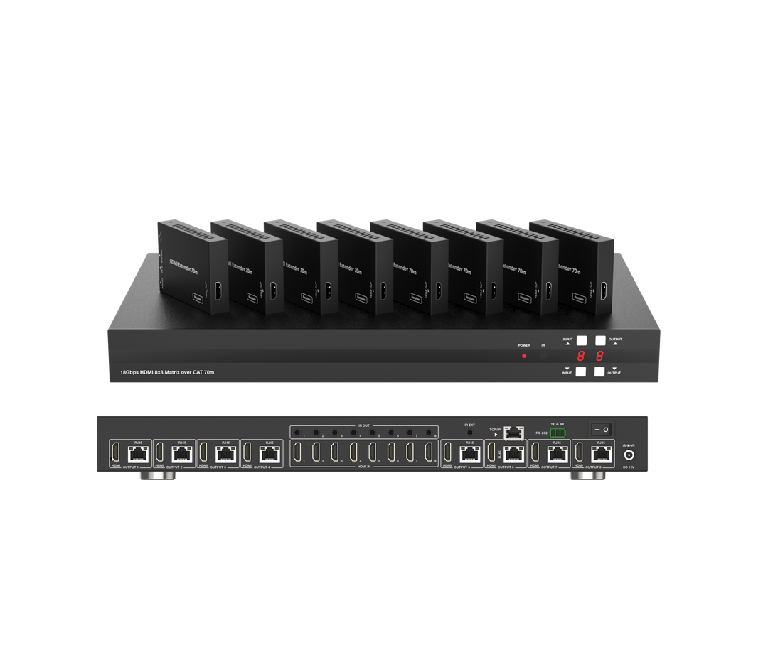 8x8 HDMI 2.0 Matrix over CAT6 70M