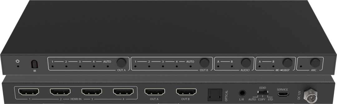 18Gbps 4x2 HDMI Matrix Switcher with Audio Extract