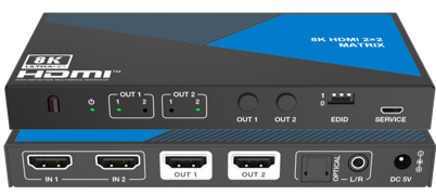 40Gbps HDMI2.1 2x2 matrix with Audio De-embedder