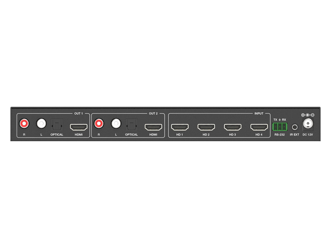 18Gbps 4x2 HDMI Matrix Switcher with Multi-viewer