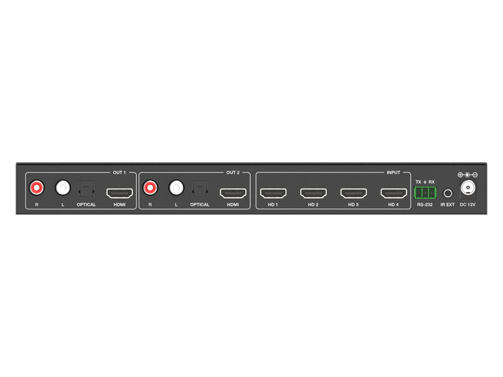 18Gbps 4x2 HDMI Matrix Switcher with Multi-viewer