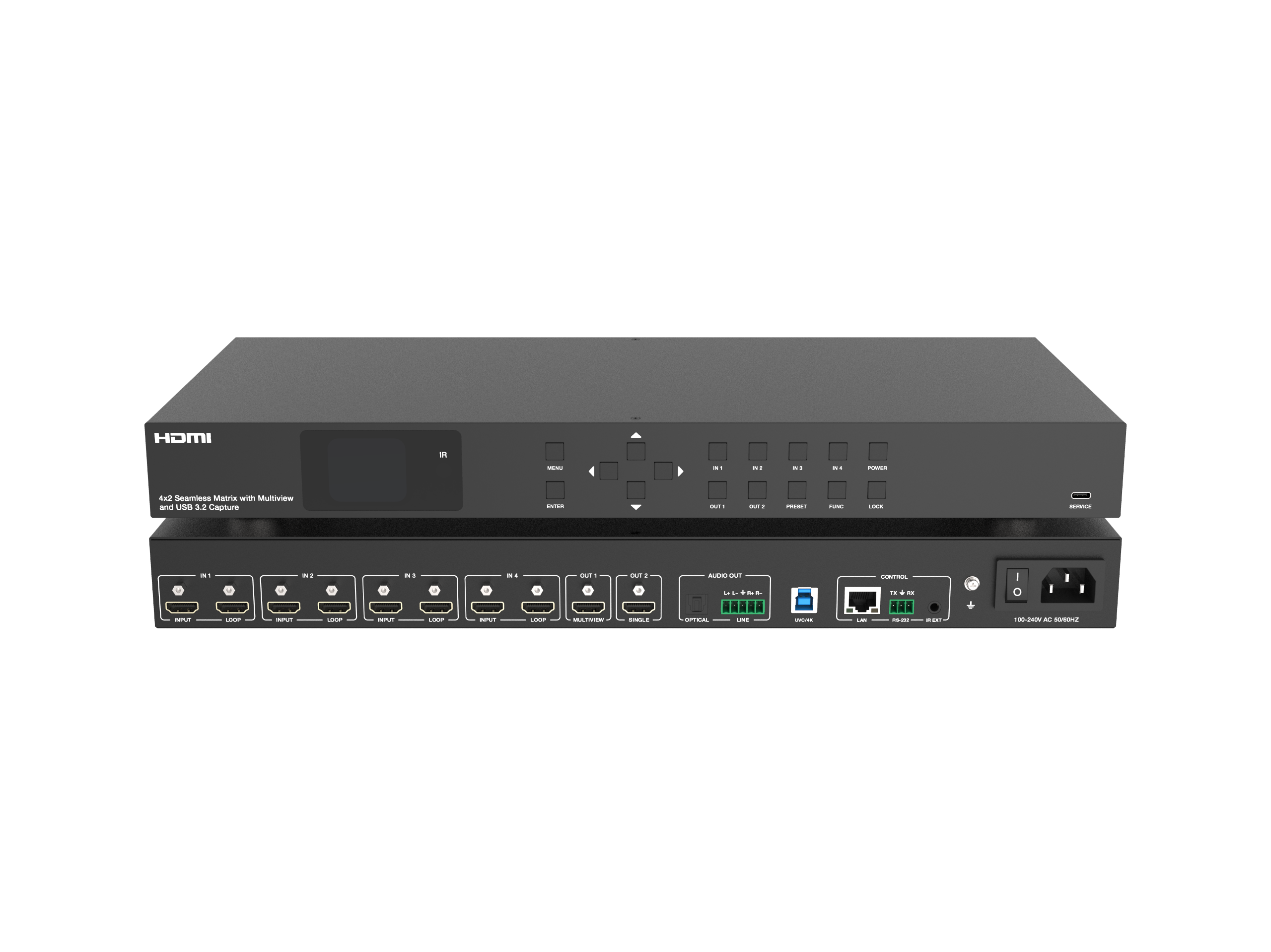 Camera Matrix Switcher 4x2 Seamless Matrix Switcher with Multiview and USB 3.2 Capture – Merik ...