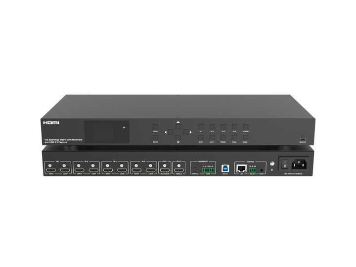 4x2 Seamless Matrix Switcher  with Multiview and USB 3.2 Capture