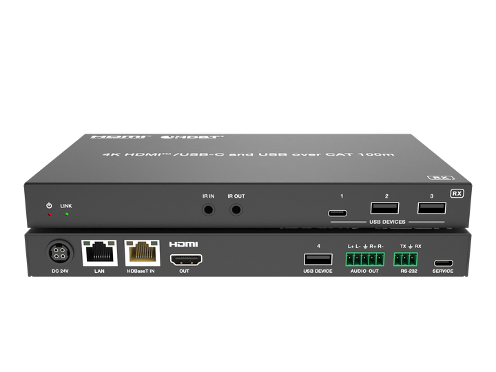 4K HDMI/USB-C over HDBaseT 3.0  Extender (100m) with USB/1G LAN
