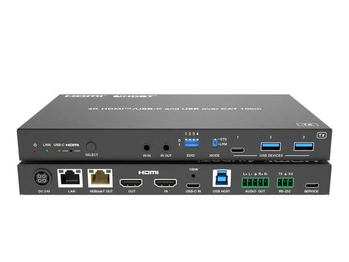 4K HDMI/USB-C over HDBaseT 3.0  Extender (100m) with USB/1G LAN