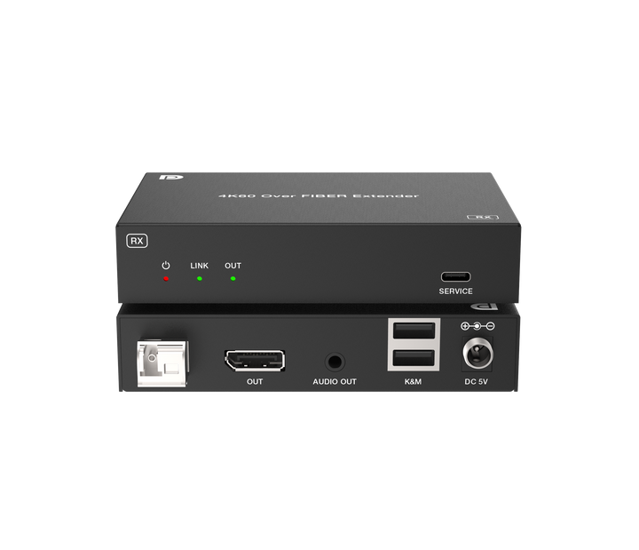 4K60 DP over Single Fiber Extender with KVM