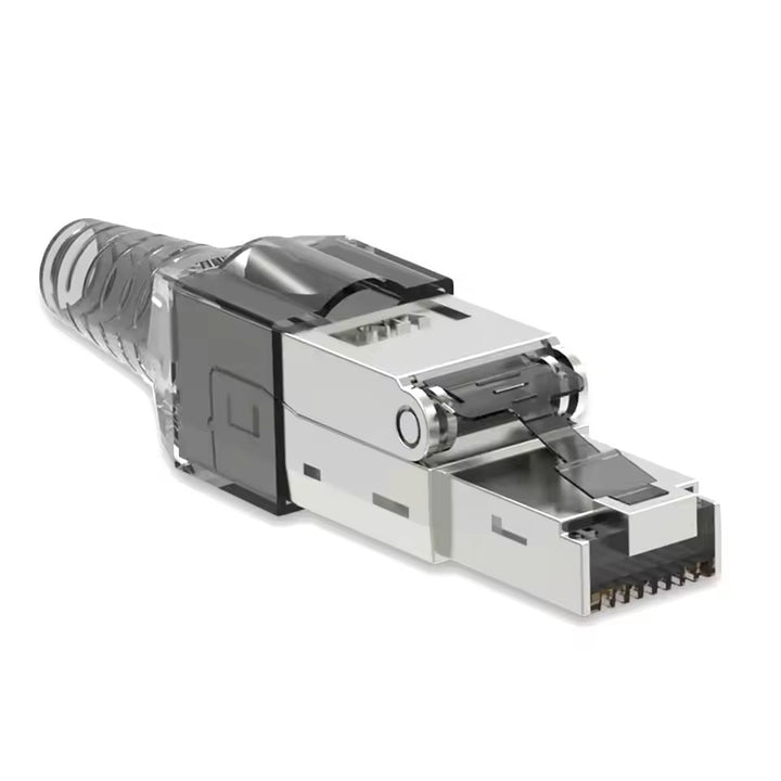 RJ45 Cat8,Cat7,Cat6a Connectors, Tool-Free Zinc Alloy Shielded Ethernet Termination Plugs