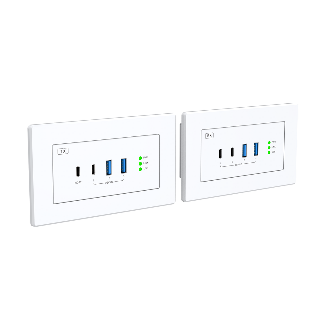 USB 3.2 Extender 100M with USB-C One Input (Wall Plate/Wall Plate)