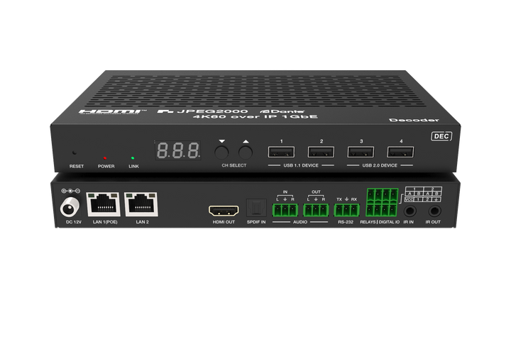 4K60 4:4:4 AV over IP USB and KVM JPEG2K Encoder/Decoder