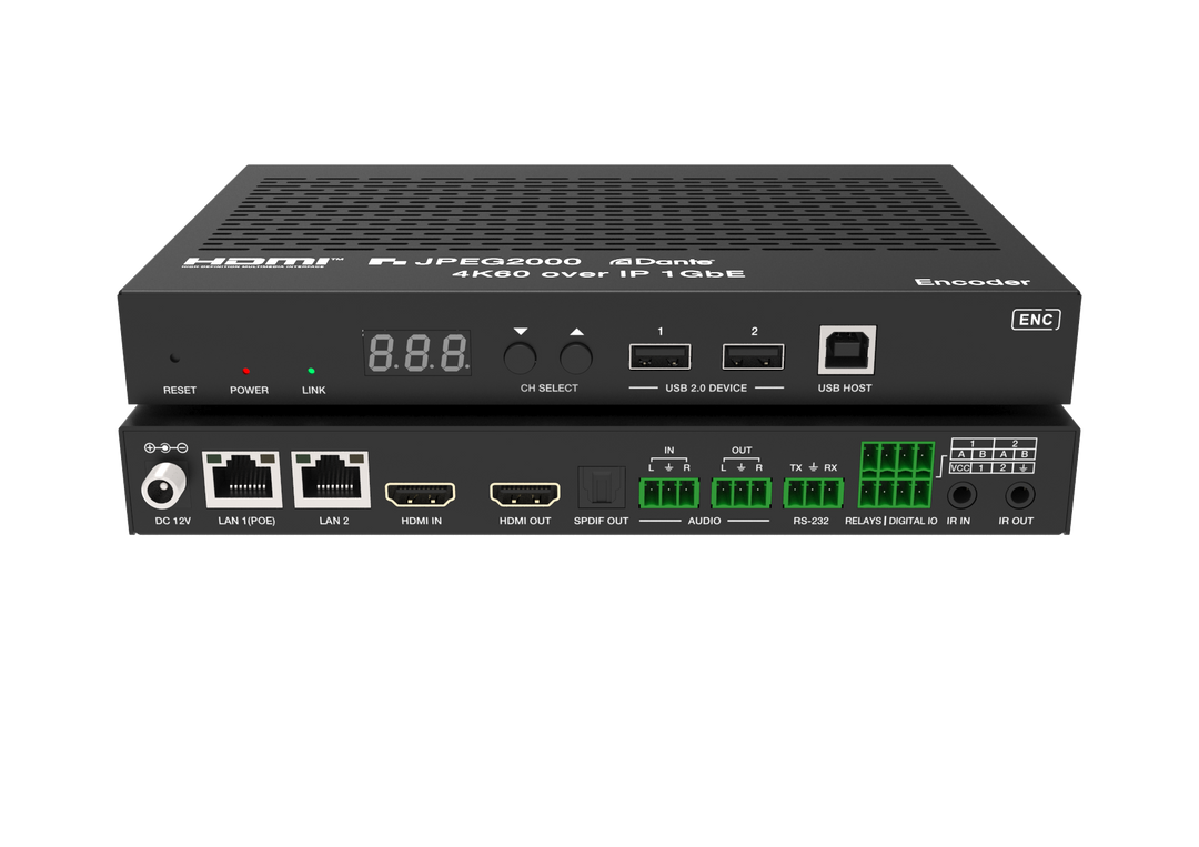 4K60 4:4:4 AV over IP USB and KVM JPEG2K Encoder/Decoder