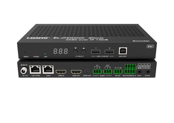 4K60 4:4:4 AV over IP USB and KVM JPEG2K Encoder/Decoder