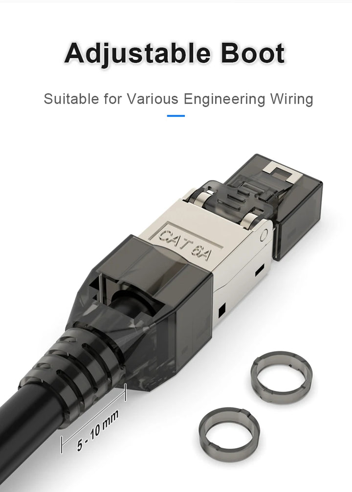RJ45 Cat8,Cat7,Cat6a Connectors, Tool-Free Zinc Alloy Shielded Ethernet Termination Plugs