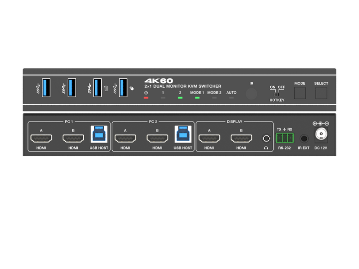 2 Port Dual Monitor 4K60 HDMI KVM Switcher