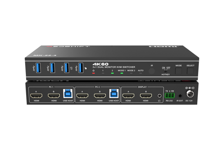 2 Port Dual Monitor 4K60 HDMI KVM Switcher