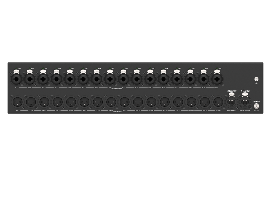 16x16 XLR Audio Bridge with Dante® and PoE+