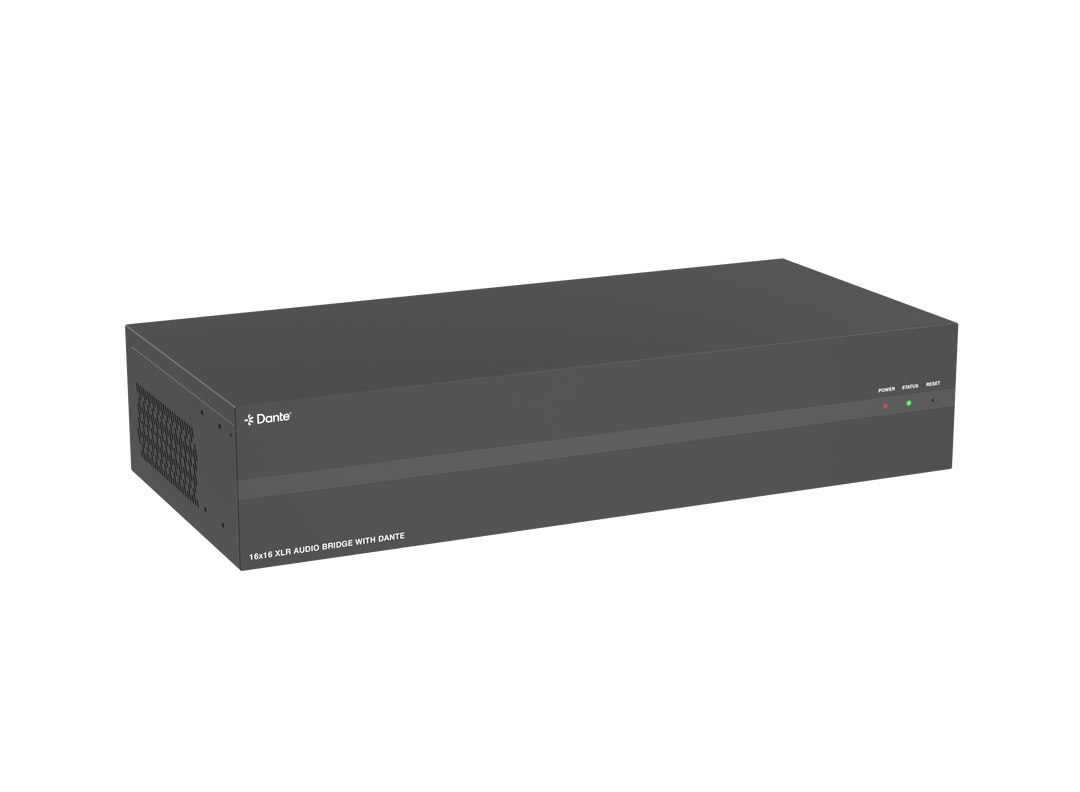16x16 XLR Audio Bridge with Dante® and PoE+