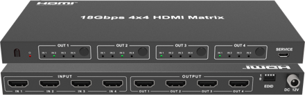 18Gbps 4x4 HDMI Matrix Switcher with Audio Extract – Merik Distribution