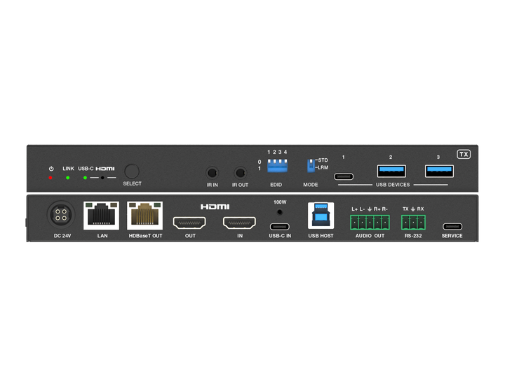 4K HDMI/USB-C over HDBaseT 3.0  Extender (100m) with USB/1G LAN and HDMI/USB-C Dual Outputs