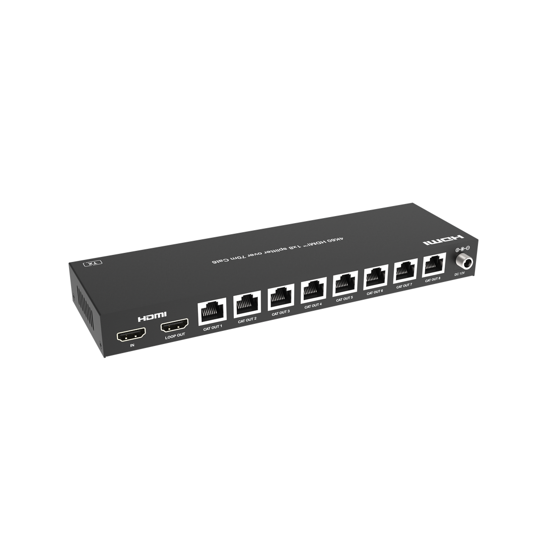 4K60 1x8 HDMI over CAT Extender 70 meters