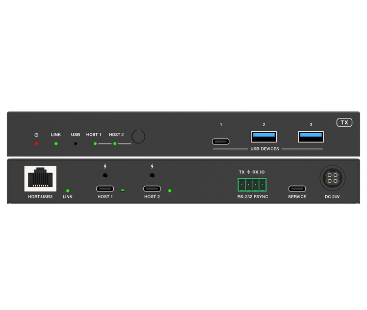 USB 3.2 Extender 100M with USB-C/USB-C Two Inputs and Dual HDMI Outputs / USB-C 100W charging